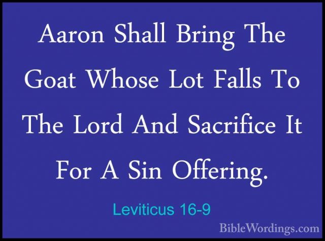 Leviticus 16-9 - Aaron Shall Bring The Goat Whose Lot Falls To ThAaron Shall Bring The Goat Whose Lot Falls To The Lord And Sacrifice It For A Sin Offering. 