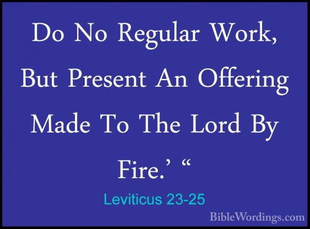 Leviticus 23-25 - Do No Regular Work, But Present An Offering MadDo No Regular Work, But Present An Offering Made To The Lord By Fire.' " 