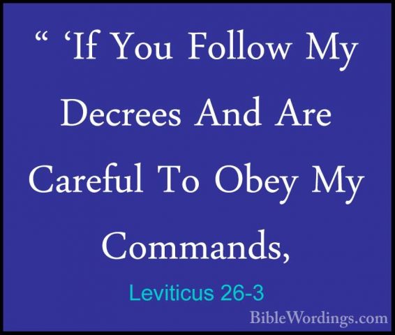 Leviticus 26-3 - " 'If You Follow My Decrees And Are Careful To O" 'If You Follow My Decrees And Are Careful To Obey My Commands, 