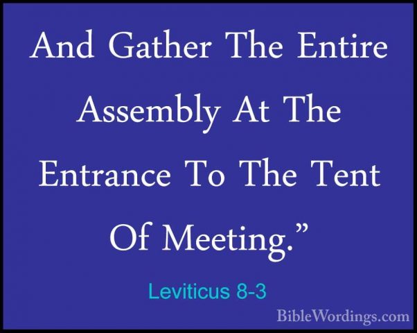 Leviticus 8-3 - And Gather The Entire Assembly At The Entrance ToAnd Gather The Entire Assembly At The Entrance To The Tent Of Meeting." 