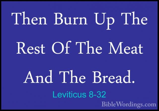 Leviticus 8-32 - Then Burn Up The Rest Of The Meat And The Bread.Then Burn Up The Rest Of The Meat And The Bread. 