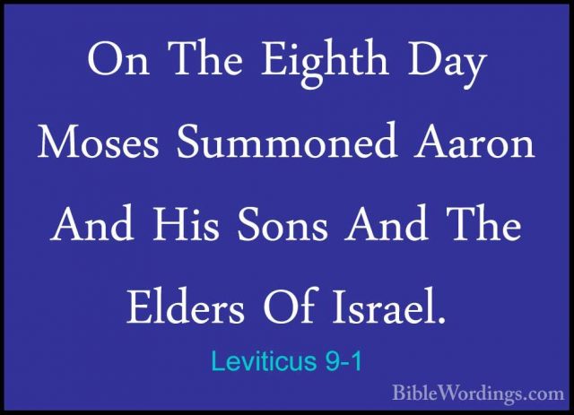 Leviticus 9-1 - On The Eighth Day Moses Summoned Aaron And His SoOn The Eighth Day Moses Summoned Aaron And His Sons And The Elders Of Israel. 