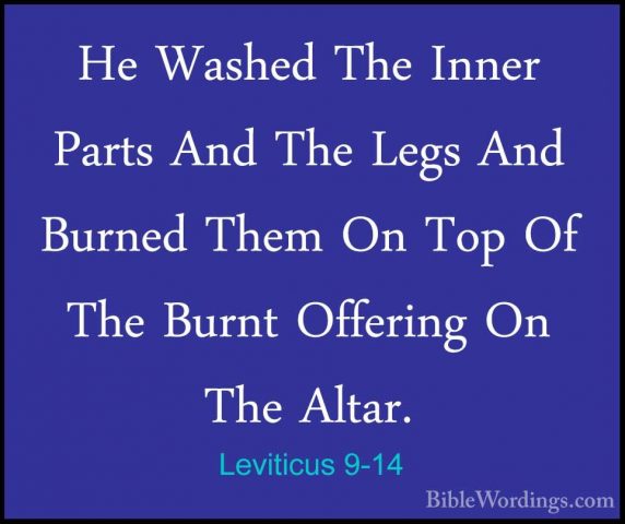 Leviticus 9-14 - He Washed The Inner Parts And The Legs And BurneHe Washed The Inner Parts And The Legs And Burned Them On Top Of The Burnt Offering On The Altar. 