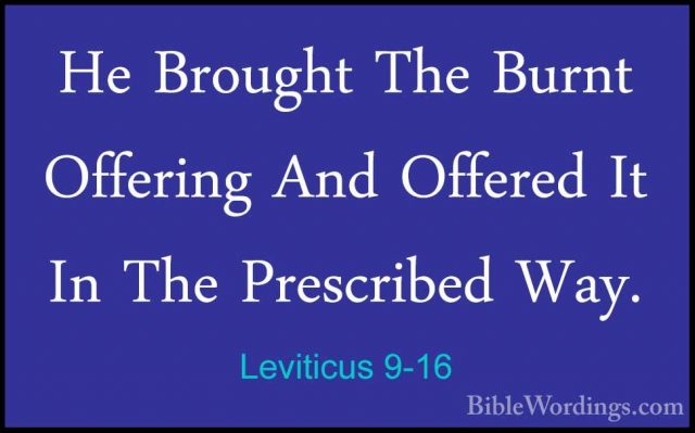 Leviticus 9-16 - He Brought The Burnt Offering And Offered It InHe Brought The Burnt Offering And Offered It In The Prescribed Way. 