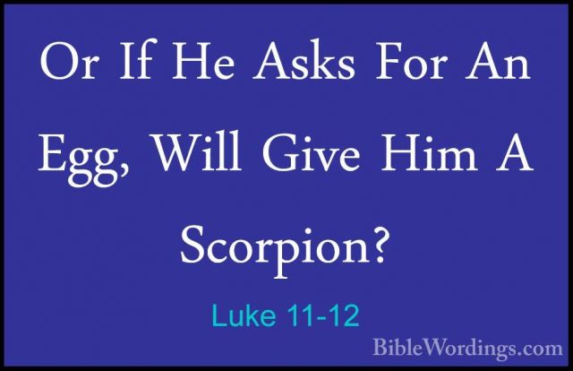 Luke 11-12 - Or If He Asks For An Egg, Will Give Him A Scorpion?Or If He Asks For An Egg, Will Give Him A Scorpion? 