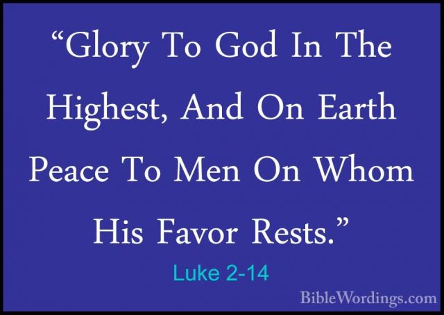 Luke 2-14 - "Glory To God In The Highest, And On Earth Peace To M"Glory To God In The Highest, And On Earth Peace To Men On Whom His Favor Rests." 