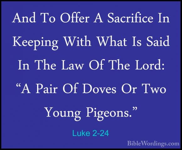 Luke 2-24 - And To Offer A Sacrifice In Keeping With What Is SaidAnd To Offer A Sacrifice In Keeping With What Is Said In The Law Of The Lord: "A Pair Of Doves Or Two Young Pigeons." 