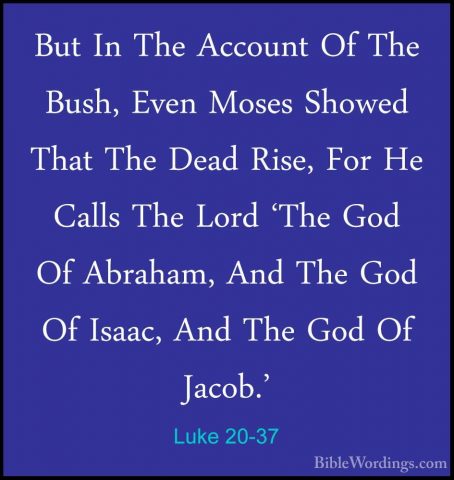 Luke 20-37 - But In The Account Of The Bush, Even Moses Showed ThBut In The Account Of The Bush, Even Moses Showed That The Dead Rise, For He Calls The Lord 'The God Of Abraham, And The God Of Isaac, And The God Of Jacob.' 