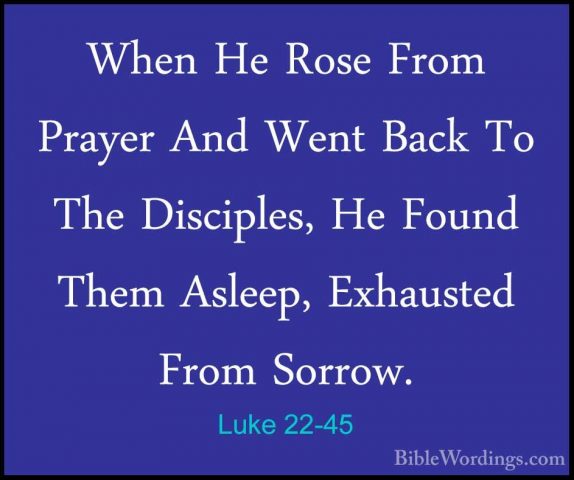 Luke 22-45 - When He Rose From Prayer And Went Back To The DiscipWhen He Rose From Prayer And Went Back To The Disciples, He Found Them Asleep, Exhausted From Sorrow. 