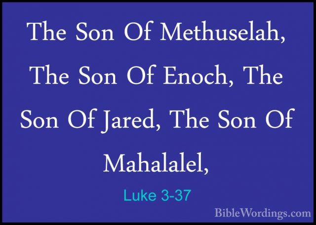 Luke 3-37 - The Son Of Methuselah, The Son Of Enoch, The Son Of JThe Son Of Methuselah, The Son Of Enoch, The Son Of Jared, The Son Of Mahalalel, 