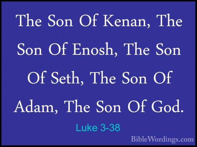 Luke 3-38 - The Son Of Kenan, The Son Of Enosh, The Son Of Seth,The Son Of Kenan, The Son Of Enosh, The Son Of Seth, The Son Of Adam, The Son Of God.