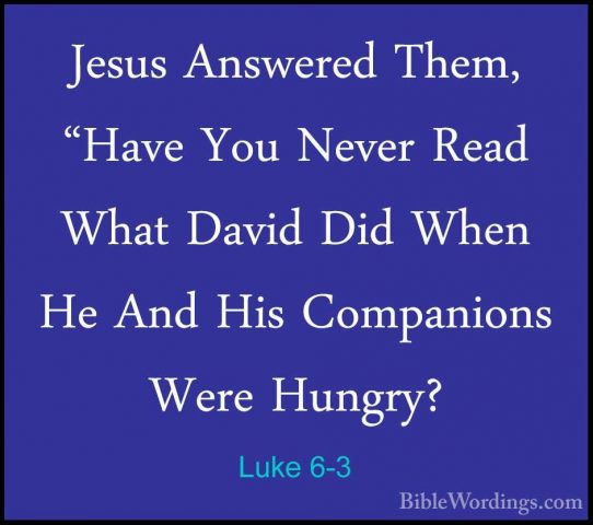 Luke 6-3 - Jesus Answered Them, "Have You Never Read What David DJesus Answered Them, "Have You Never Read What David Did When He And His Companions Were Hungry? 