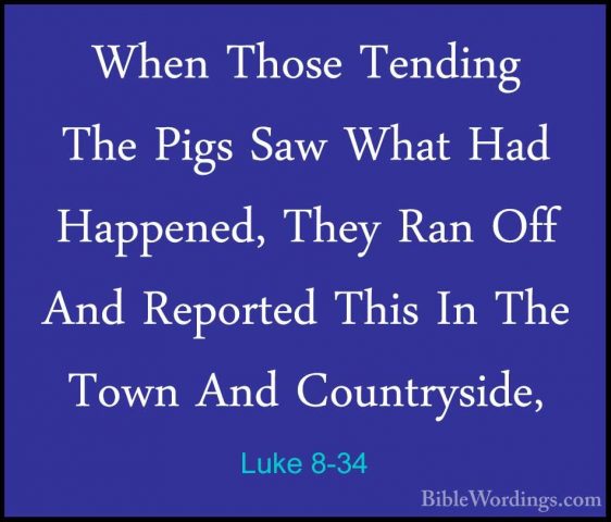 Luke 8-34 - When Those Tending The Pigs Saw What Had Happened, ThWhen Those Tending The Pigs Saw What Had Happened, They Ran Off And Reported This In The Town And Countryside, 