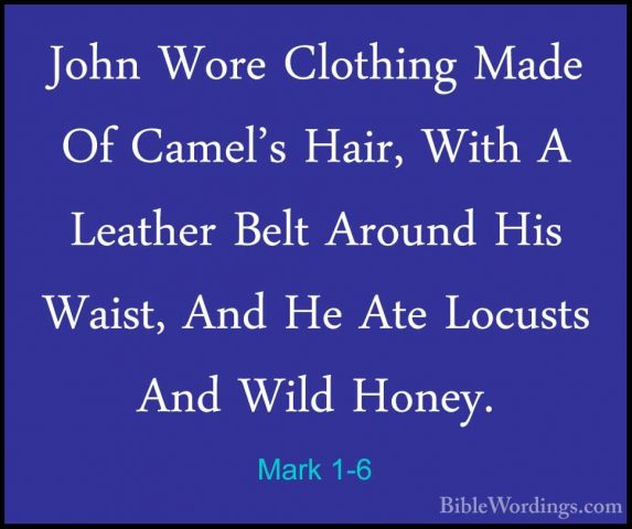 Mark 1-6 - John Wore Clothing Made Of Camel's Hair, With A LeatheJohn Wore Clothing Made Of Camel's Hair, With A Leather Belt Around His Waist, And He Ate Locusts And Wild Honey. 