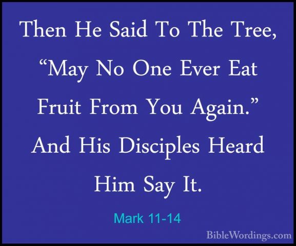 Mark 11-14 - Then He Said To The Tree, "May No One Ever Eat FruitThen He Said To The Tree, "May No One Ever Eat Fruit From You Again." And His Disciples Heard Him Say It. 