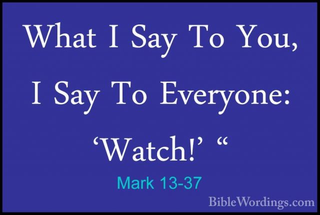 Mark 13-37 - What I Say To You, I Say To Everyone: 'Watch!' "What I Say To You, I Say To Everyone: 'Watch!' "