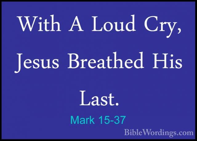 Mark 15-37 - With A Loud Cry, Jesus Breathed His Last.With A Loud Cry, Jesus Breathed His Last. 