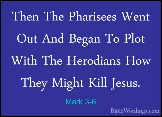 Mark 3-6 - Then The Pharisees Went Out And Began To Plot With TheThen The Pharisees Went Out And Began To Plot With The Herodians How They Might Kill Jesus. 