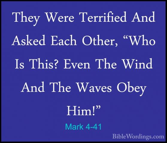 Mark 4-41 - They Were Terrified And Asked Each Other, "Who Is ThiThey Were Terrified And Asked Each Other, "Who Is This? Even The Wind And The Waves Obey Him!"