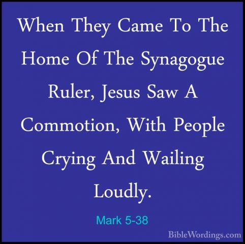Mark 5-38 - When They Came To The Home Of The Synagogue Ruler, JeWhen They Came To The Home Of The Synagogue Ruler, Jesus Saw A Commotion, With People Crying And Wailing Loudly. 
