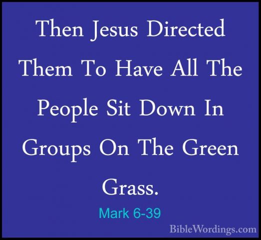 Mark 6-39 - Then Jesus Directed Them To Have All The People Sit DThen Jesus Directed Them To Have All The People Sit Down In Groups On The Green Grass. 