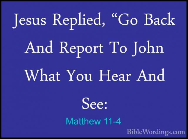 Matthew 11-4 - Jesus Replied, "Go Back And Report To John What YoJesus Replied, "Go Back And Report To John What You Hear And See: 