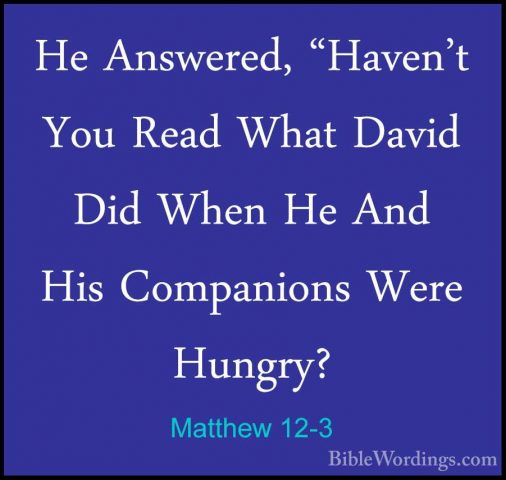 Matthew 12-3 - He Answered, "Haven't You Read What David Did WhenHe Answered, "Haven't You Read What David Did When He And His Companions Were Hungry? 