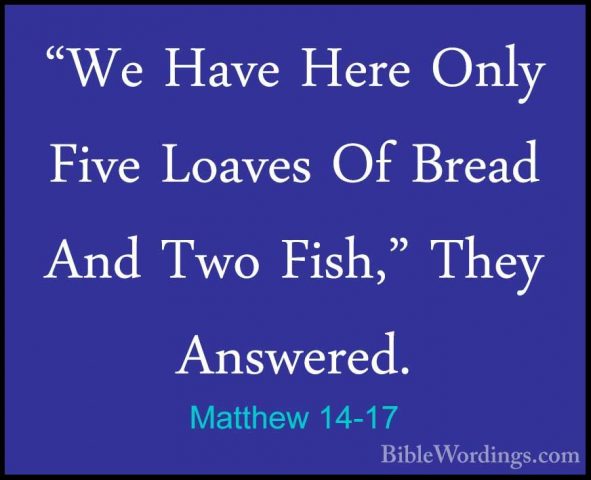 Matthew 14-17 - "We Have Here Only Five Loaves Of Bread And Two F"We Have Here Only Five Loaves Of Bread And Two Fish," They Answered. 