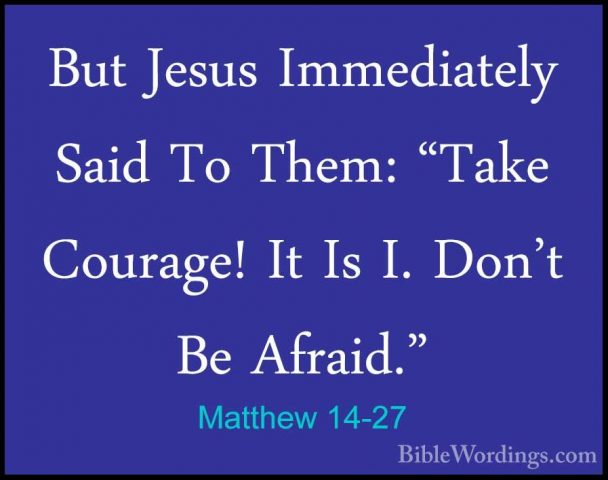 Matthew 14-27 - But Jesus Immediately Said To Them: "Take CourageBut Jesus Immediately Said To Them: "Take Courage! It Is I. Don't Be Afraid." 