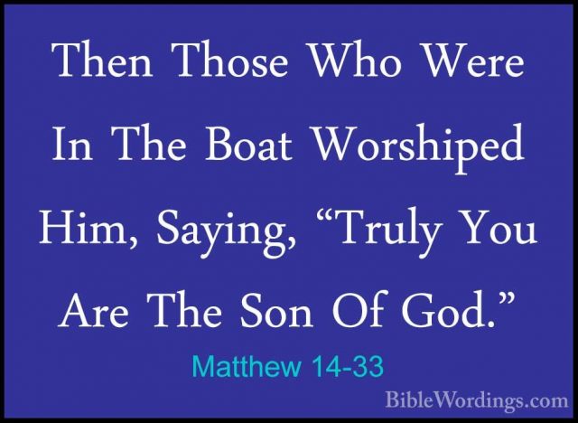 Matthew 14-33 - Then Those Who Were In The Boat Worshiped Him, SaThen Those Who Were In The Boat Worshiped Him, Saying, "Truly You Are The Son Of God." 