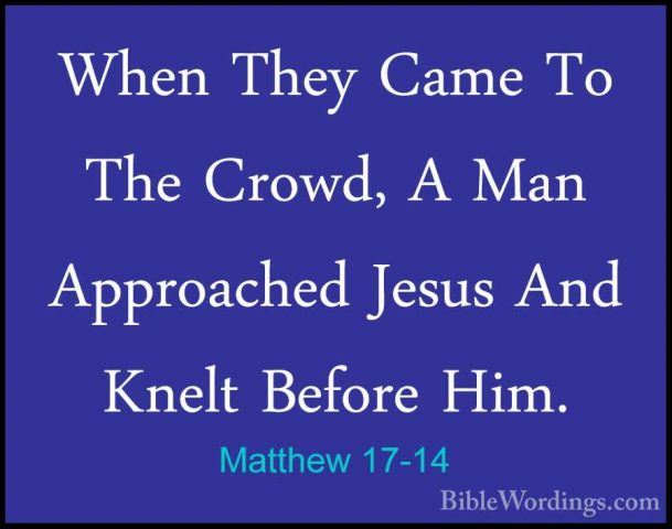 Matthew 17-14 - When They Came To The Crowd, A Man Approached JesWhen They Came To The Crowd, A Man Approached Jesus And Knelt Before Him. 