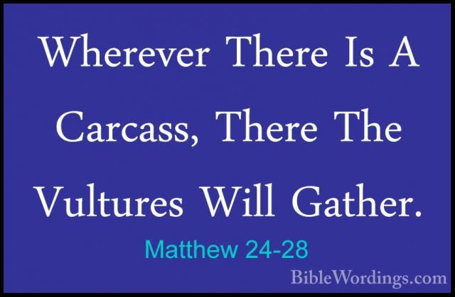 Matthew 24-28 - Wherever There Is A Carcass, There The Vultures WWherever There Is A Carcass, There The Vultures Will Gather. 