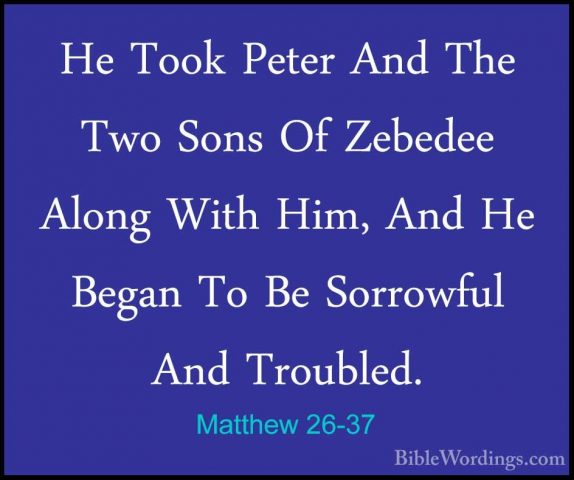 Matthew 26-37 - He Took Peter And The Two Sons Of Zebedee Along WHe Took Peter And The Two Sons Of Zebedee Along With Him, And He Began To Be Sorrowful And Troubled. 