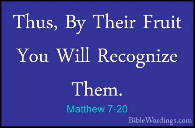 Matthew 7-20 - Thus, By Their Fruit You Will Recognize Them.Thus, By Their Fruit You Will Recognize Them. 