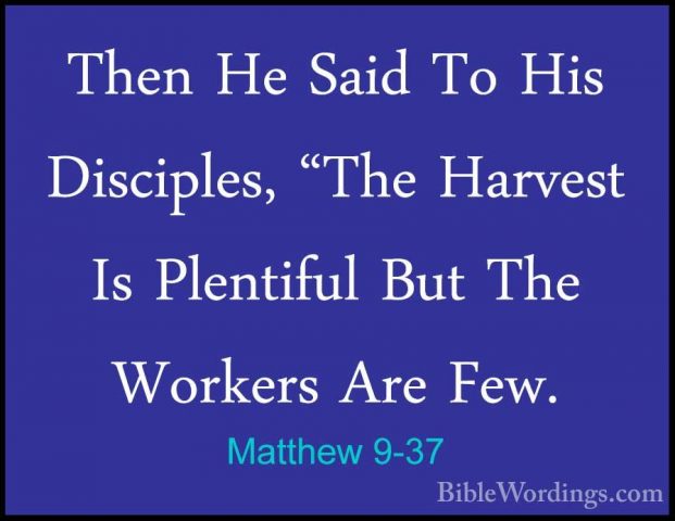 Matthew 9-37 - Then He Said To His Disciples, "The Harvest Is PleThen He Said To His Disciples, "The Harvest Is Plentiful But The Workers Are Few. 