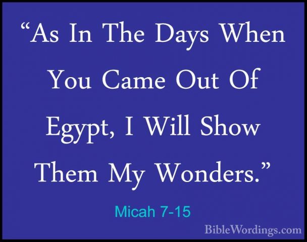 Micah 7-15 - "As In The Days When You Came Out Of Egypt, I Will S"As In The Days When You Came Out Of Egypt, I Will Show Them My Wonders." 
