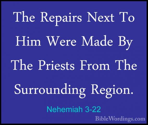 Nehemiah 3-22 - The Repairs Next To Him Were Made By The PriestsThe Repairs Next To Him Were Made By The Priests From The Surrounding Region. 