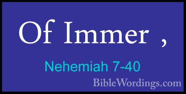 Nehemiah 7-40 - Of Immer ,Of Immer , 