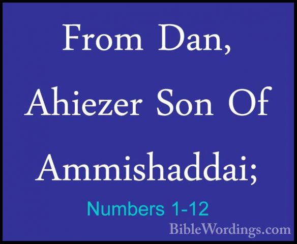 Numbers 1-12 - From Dan, Ahiezer Son Of Ammishaddai;From Dan, Ahiezer Son Of Ammishaddai; 