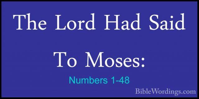 Numbers 1-48 - The Lord Had Said To Moses:The Lord Had Said To Moses: 