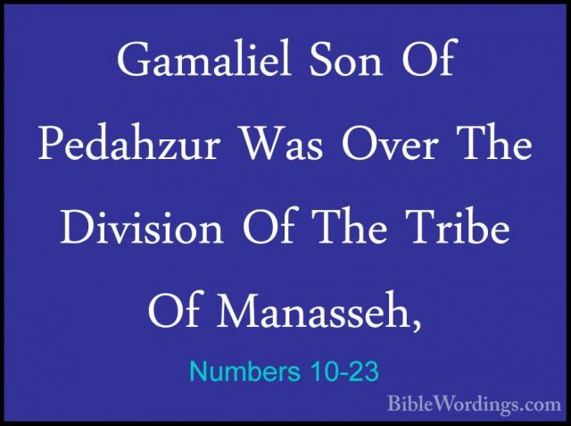 Numbers 10-23 - Gamaliel Son Of Pedahzur Was Over The Division OfGamaliel Son Of Pedahzur Was Over The Division Of The Tribe Of Manasseh, 