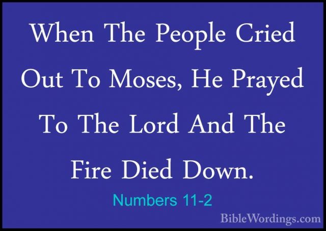 Numbers 11-2 - When The People Cried Out To Moses, He Prayed To TWhen The People Cried Out To Moses, He Prayed To The Lord And The Fire Died Down. 