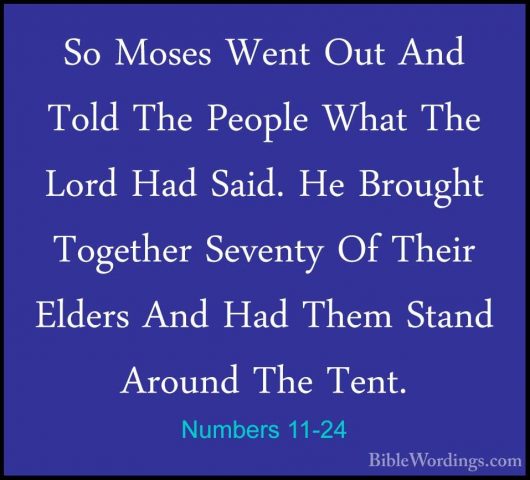 Numbers 11-24 - So Moses Went Out And Told The People What The LoSo Moses Went Out And Told The People What The Lord Had Said. He Brought Together Seventy Of Their Elders And Had Them Stand Around The Tent. 
