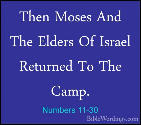 Numbers 11-30 - Then Moses And The Elders Of Israel Returned To TThen Moses And The Elders Of Israel Returned To The Camp. 