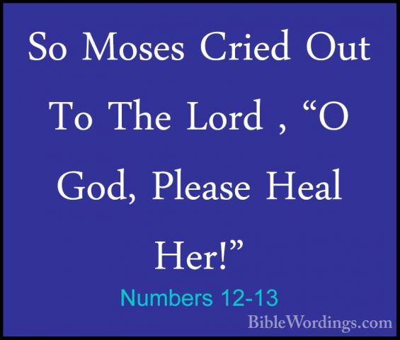Numbers 12-13 - So Moses Cried Out To The Lord , "O God, Please HSo Moses Cried Out To The Lord , "O God, Please Heal Her!" 