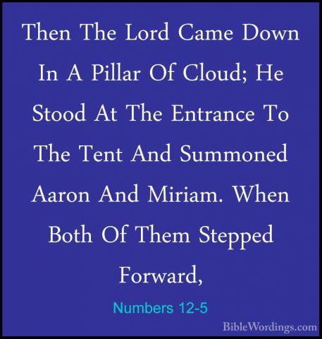 Numbers 12-5 - Then The Lord Came Down In A Pillar Of Cloud; He SThen The Lord Came Down In A Pillar Of Cloud; He Stood At The Entrance To The Tent And Summoned Aaron And Miriam. When Both Of Them Stepped Forward, 