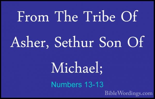 Numbers 13-13 - From The Tribe Of Asher, Sethur Son Of Michael;From The Tribe Of Asher, Sethur Son Of Michael; 