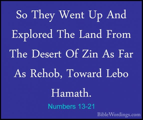 Numbers 13-21 - So They Went Up And Explored The Land From The DeSo They Went Up And Explored The Land From The Desert Of Zin As Far As Rehob, Toward Lebo Hamath. 
