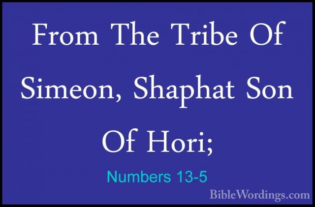Numbers 13-5 - From The Tribe Of Simeon, Shaphat Son Of Hori;From The Tribe Of Simeon, Shaphat Son Of Hori; 