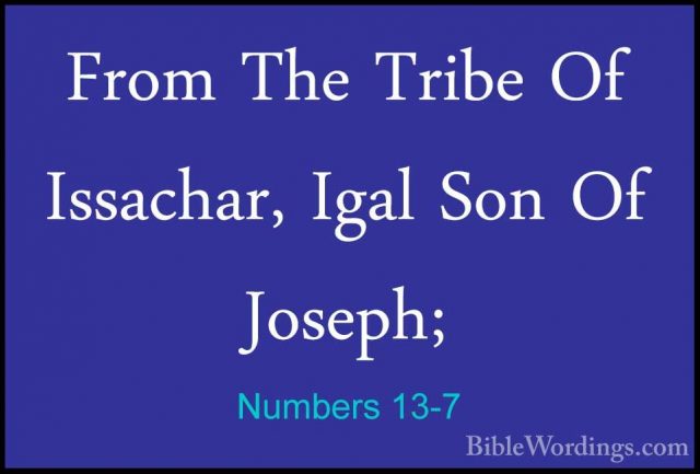 Numbers 13-7 - From The Tribe Of Issachar, Igal Son Of Joseph;From The Tribe Of Issachar, Igal Son Of Joseph; 